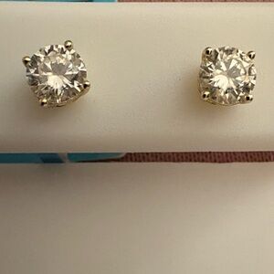 14k Gold Over Solid Sterling Silver .85 Carat VVSD Moissanite Studs